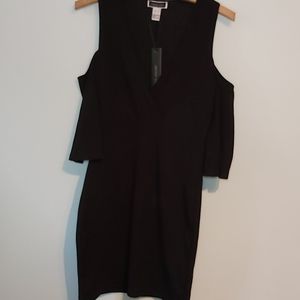 NWT black fitted cut out dress with flowy sleeves